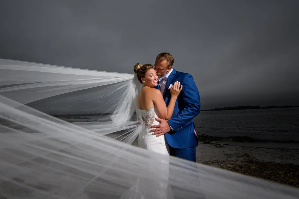 Bride and Groom at Sands at Lido Beach | Lotus Wedding Photography