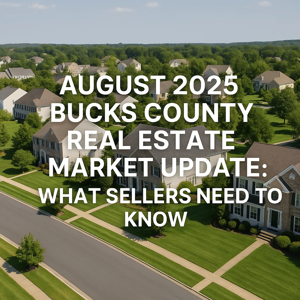 Aerial view of Bucks County, Pennsylvania homes in summer 2025, representing the current housing market update.