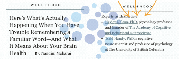 screenshot of Well and Good article
