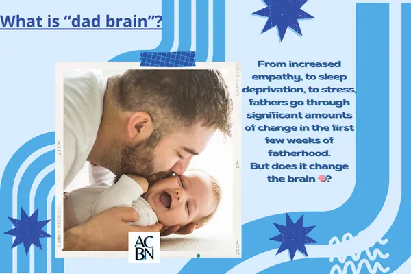 What is Dad Brain? with image of father kissing baby