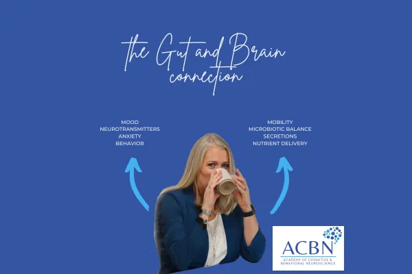 woman drinking coffee with information about the gut and brain connection