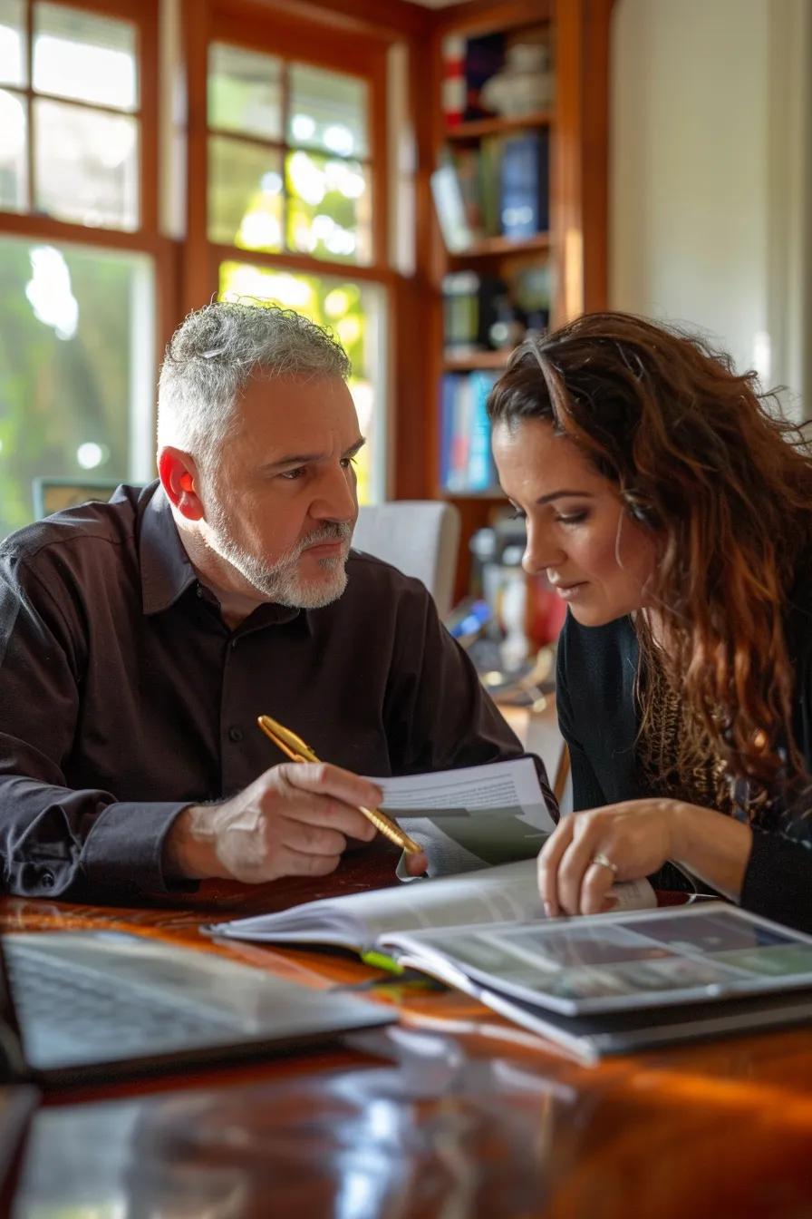Public adjuster consulting with a policyholder in a home setting, highlighting professional advocacy