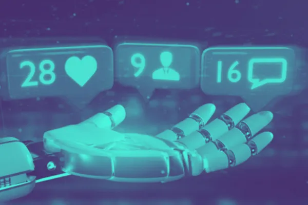 Illustration showing how AI simplifies marketing automation concept, reflecting innovation and data-driven marketing powered by AI