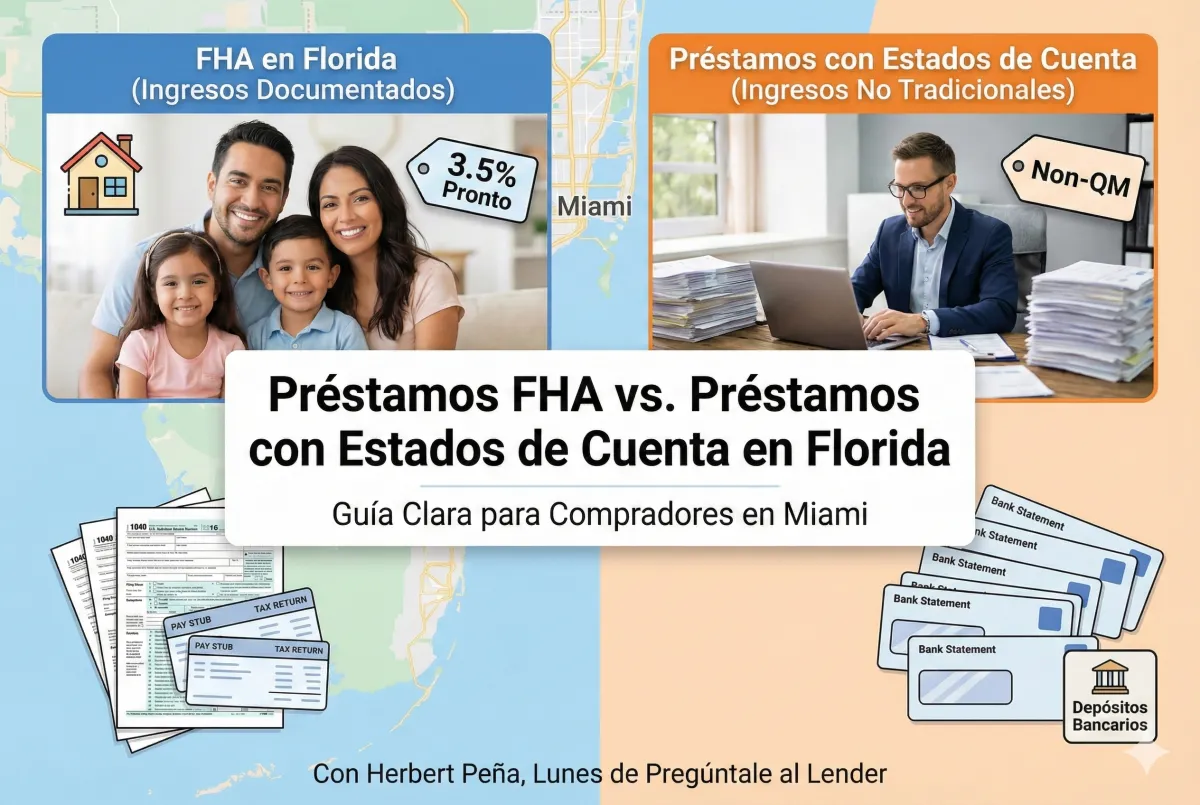 Comparación entre préstamos FHA y préstamos con estados de cuenta para compradores de vivienda en Florida