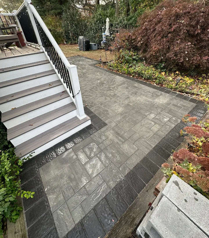 Luxury outdoor living area with custom masonry in Springfield, NJ