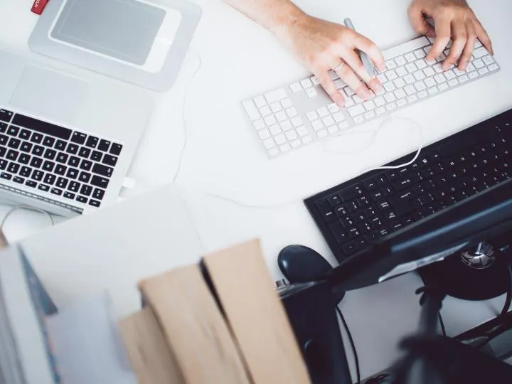 person on computer