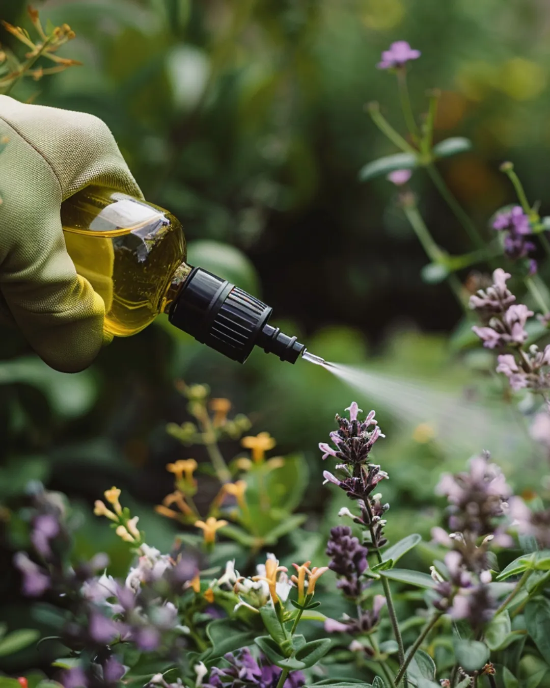 A Photograph of spraying pesticides on plants