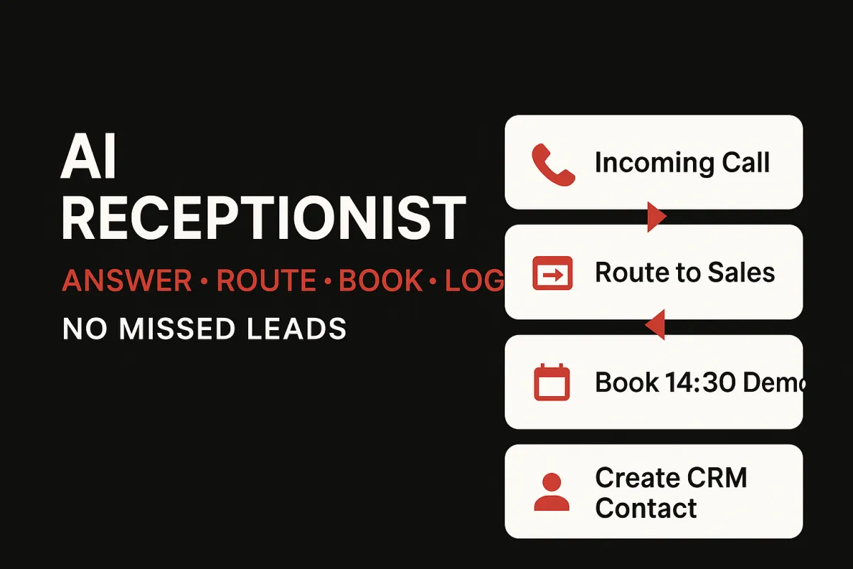 AI Receptionist for SMBs: Answer, Route, Book & Log—No Missed Leads