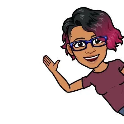 A Black Female Bitmoji waiving hands.