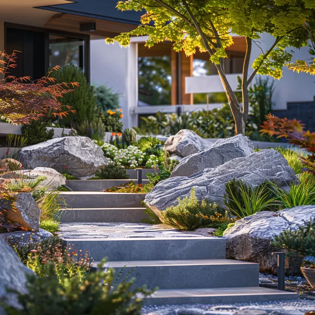 Beautiful Outdoor staircase made by hardscaping contractor