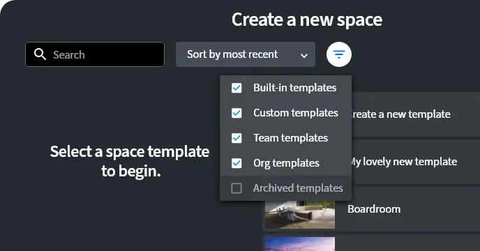 Managing Glue Space Templates