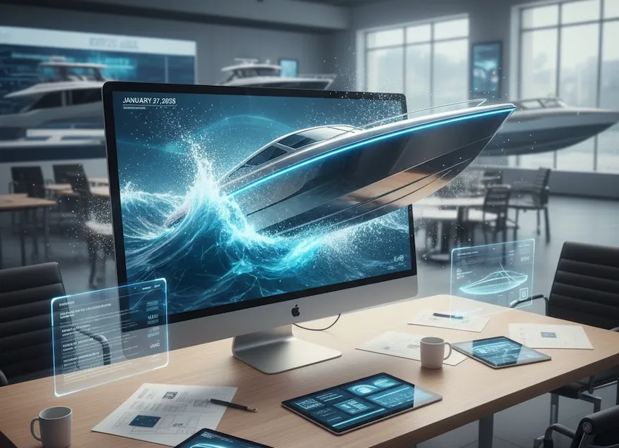 A boat coming through a computer