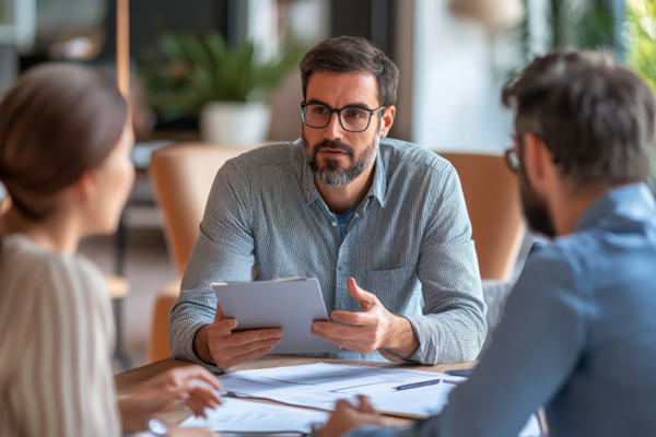 Homeowner in Discussion with a Lender