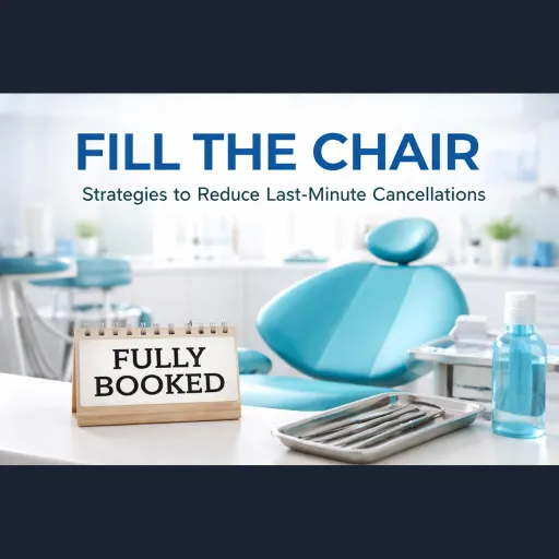 Frazzled dental front desk staff member handling phone calls and scheduling tasks in a busy dental office.