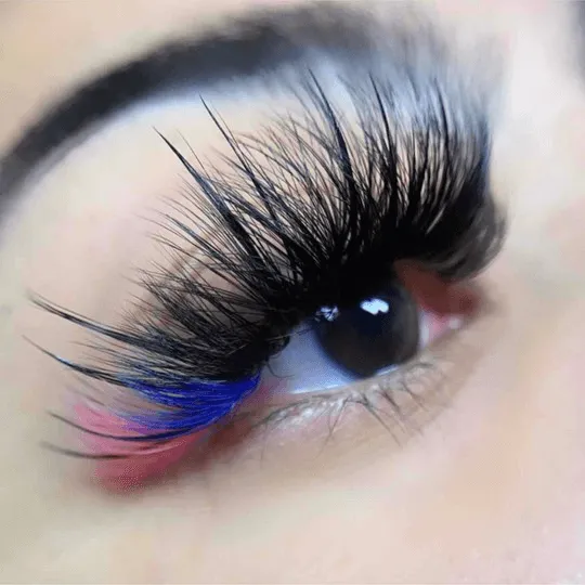 Color accent lashes blue and red on outer corner — Lashes by Saby