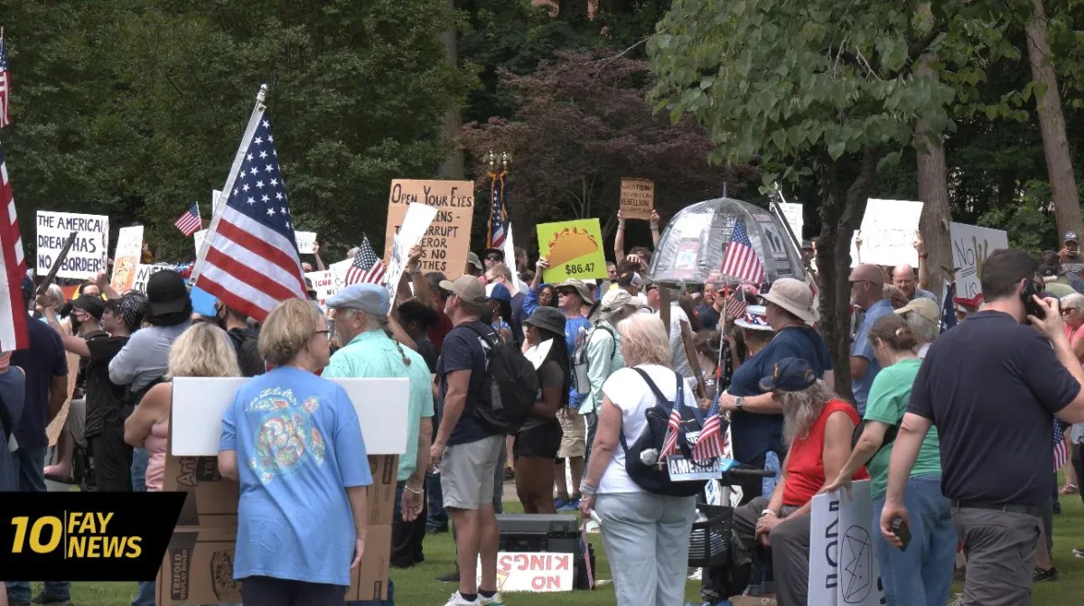 Over 500 Gather Downtown Fayetteville for the No Kings Protest