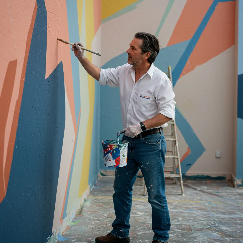business owner with low leads painting a home