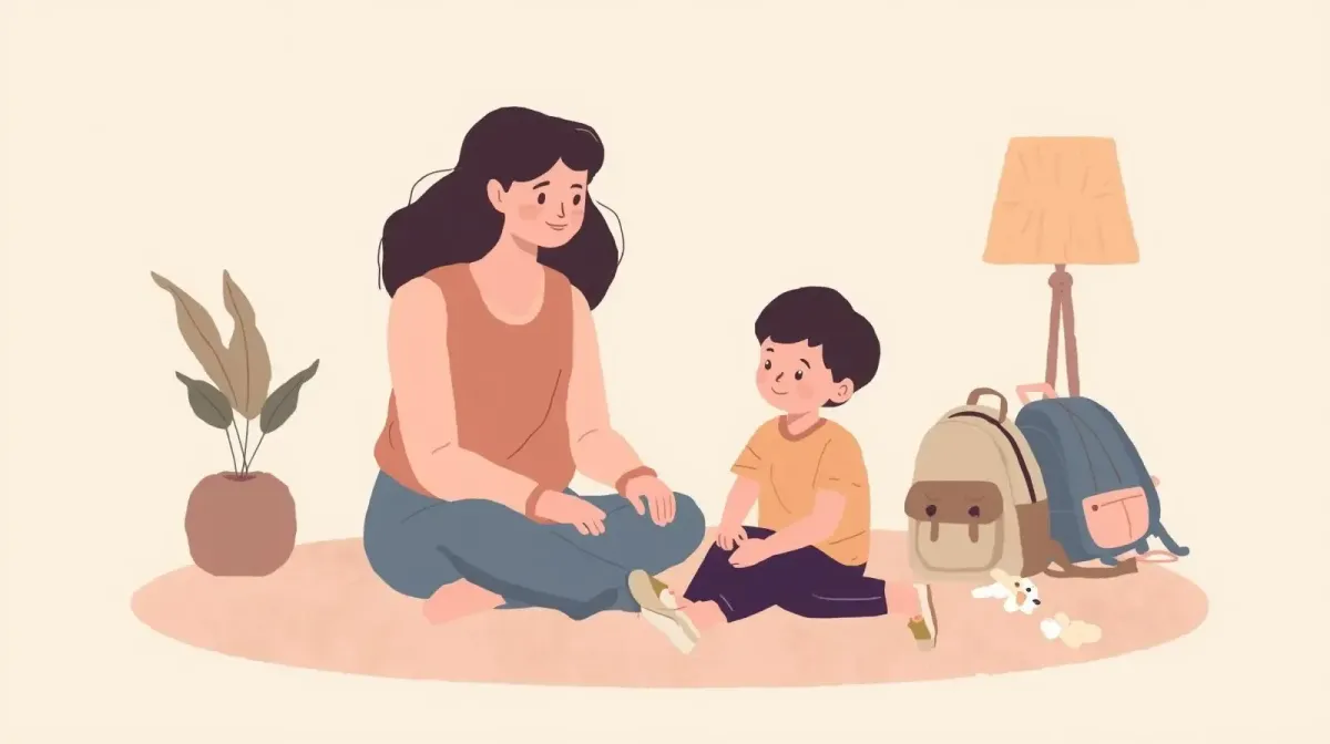 Parent listening calmly to child after school in a quiet, supportive moment