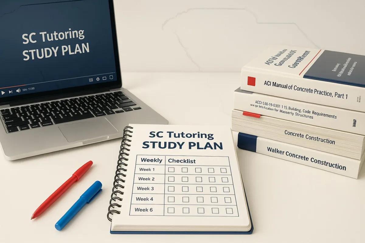 SC Tutoring Study Plan for the South Carolina Concrete Paving Contractor Exam | Books, Courses, Practice Guide