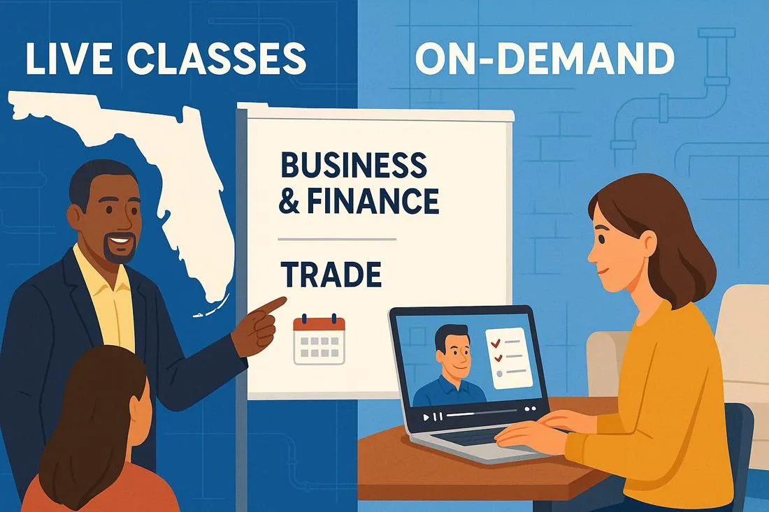 Live Classes vs On-Demand: Florida Plumbing License Prep in Florida