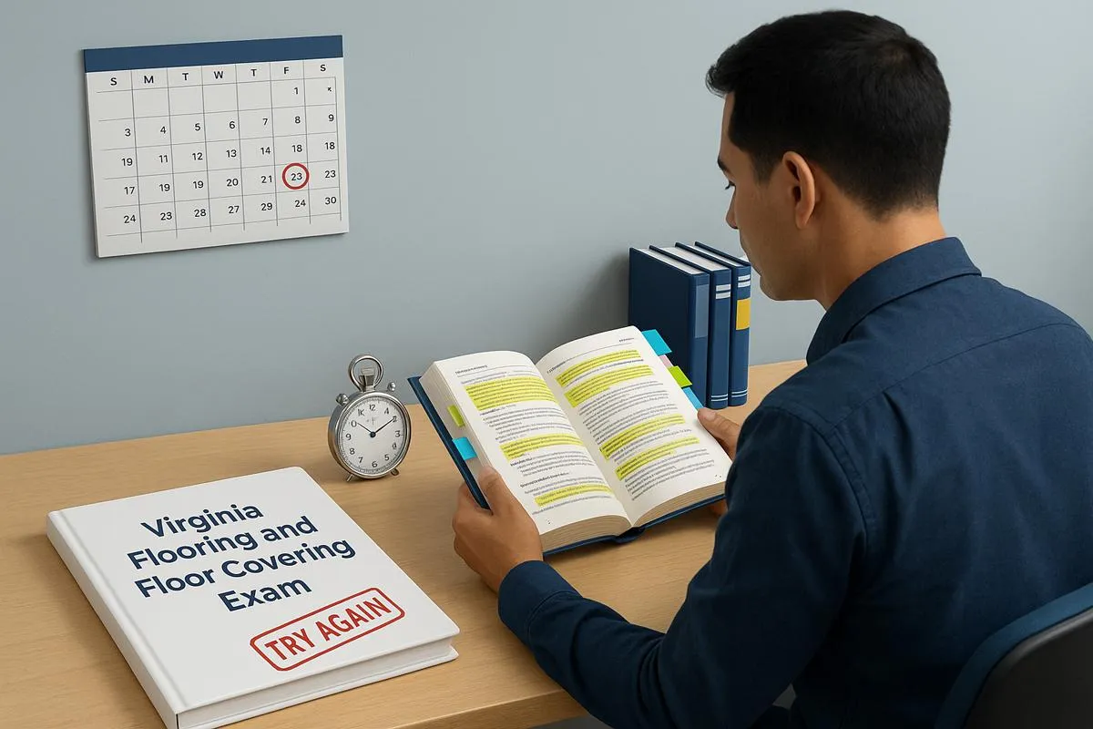 What to Do If You Fail the Virginia Flooring & Floor Covering Exam (VA FLR): Retake Timeline, Study Plan, and Open-Book Strategies
