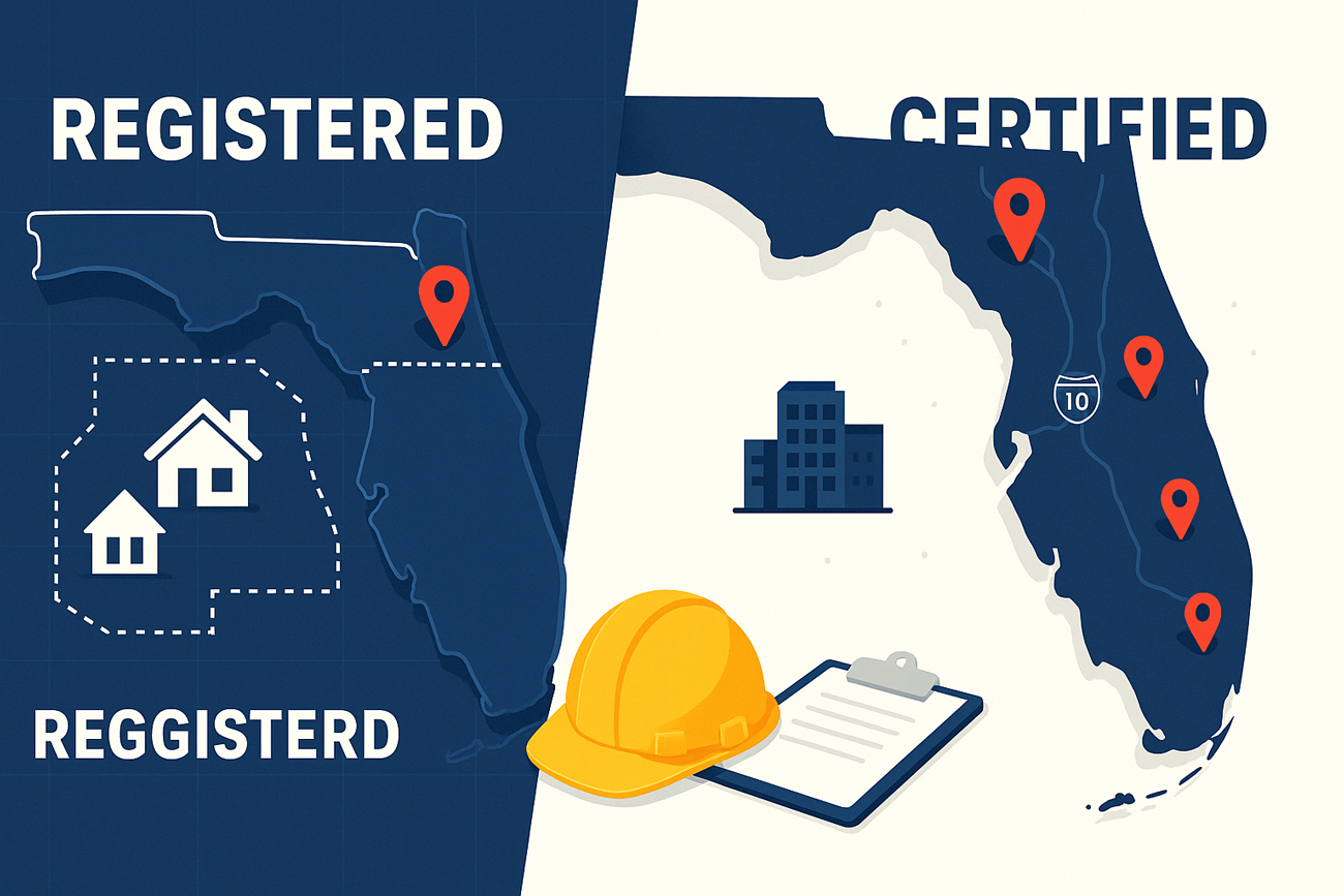 Certified vs Registered Contractor License in Florida for Jacksonville Contractors