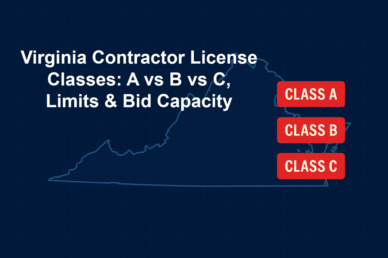 Virginia Contractor License Classes: A vs B vs C, Limits & Bid Capacity