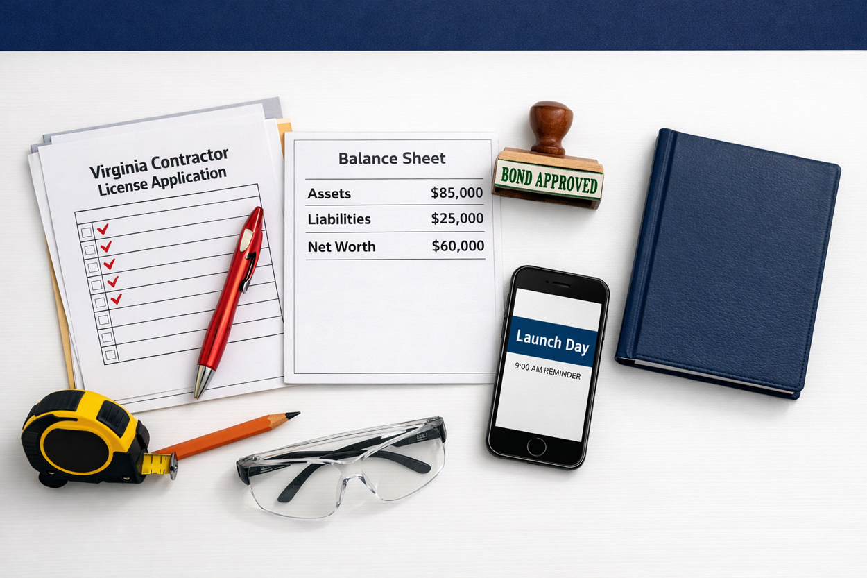 Virginia Contractor Next Steps: Paperwork, Net Worth, Bonding & Launch