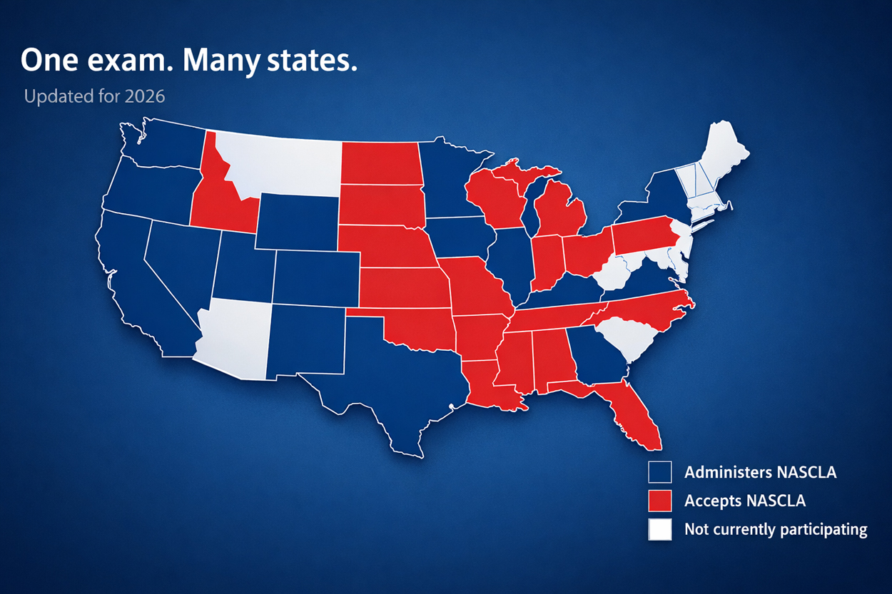 NASCLA Acceptance by State (2026): Where One Exam Gets You Licensed