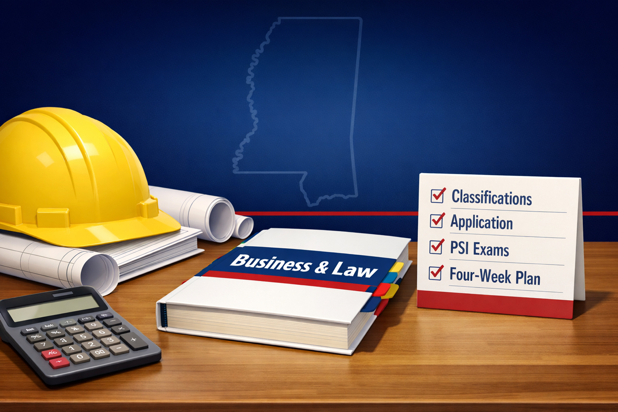 Mississippi Contractor License Exam 2026: Requirements, PSI, Business and Law Prep
