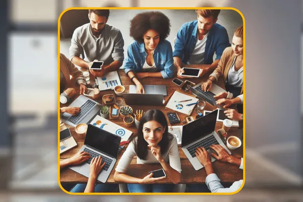 empreendedores em reunião sobre marketing