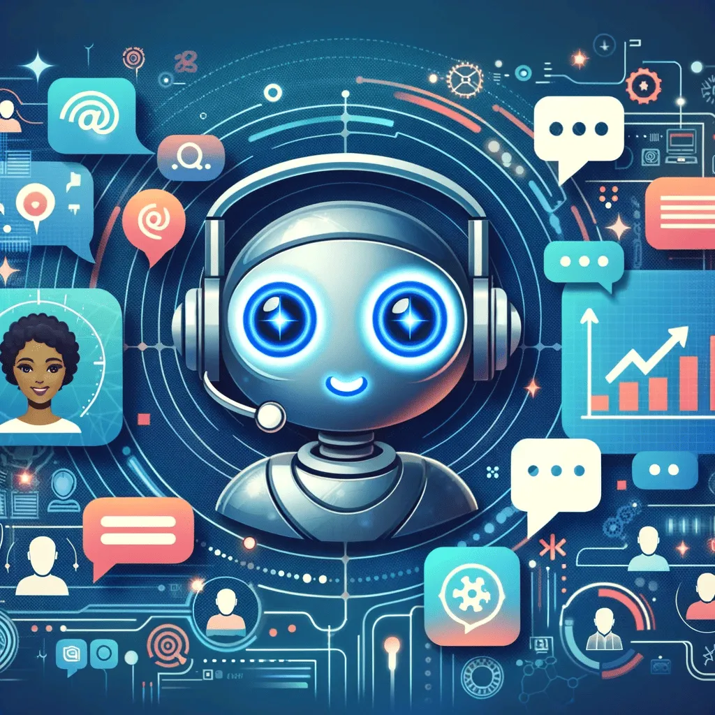Cover image for blog post on chatbots in customer service, featuring a chatbot icon and digital communication elements, highlighting modern customer interaction.