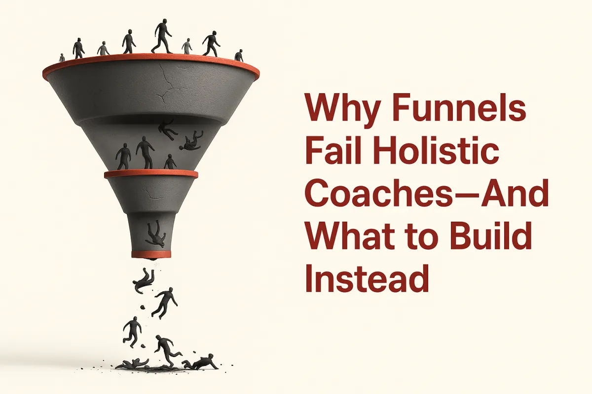 Cover image showing a broken marketing funnel with falling figures and the blog title