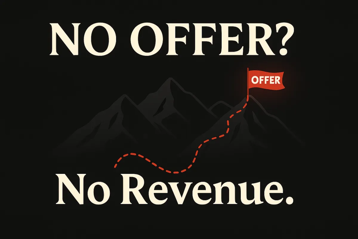 Minimalist black thumbnail featuring a dotted path ascending a mountain, symbolizing guided progress and clarity.