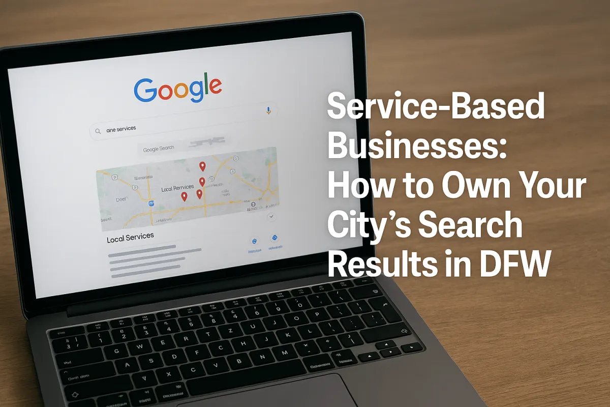 image of downtown Dallas, tx with google search image for service business