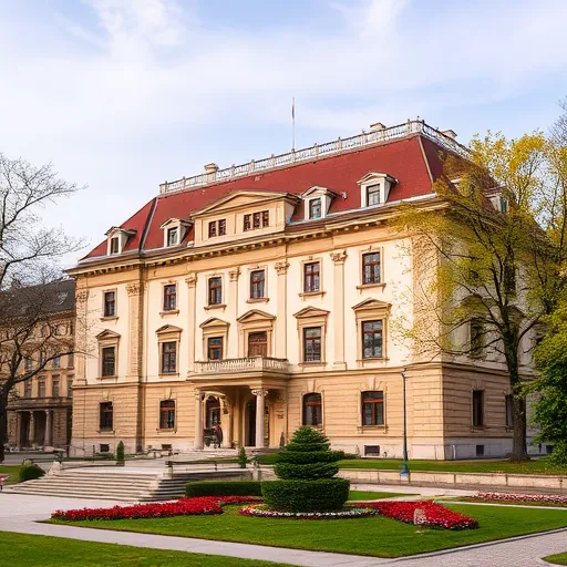 Impozáns városi látkép Székesfehérvárról, ahol a régi historikus épületek és modern irodaházak harmonikusan találkoznak, a háttérben a díszes Bazilika emelkedik elegáns, részletgazdag formában. A középpontban nyugodt parkhelyszín látható, árnyékot adó finom fák között kortárs szobrok és kényelmes padok hívogatnak, hangsúlyozva a város kulturális gazdagságát. Az égbolt meleg arany és világoskék árnyalatokban ragyog, összhangban a gazdag színpalettával. A kép klasszikus High Renaissance stílusban készült, részletgazdag és harmonikus kompozícióval, amely a stabilitást és megbízhatóságot hangsúlyozza. Bal oldalán stilizált grafikai elemek vagy szimbólumok jelennek meg, utalva a fűtési és klíma finanszírozási lehetőségekre, finom díszítőmintákkal és ikonokkal, ami játékos eleganciát kölcsönöz a látványnak. A nyugodt tónusú kép professzionális hangulatot áraszt, miközben kiválóan bemutatja Székesfehérvár városi életének dinamizmusát, a pénzügyi lehetőségek sokszínűségét, valamint a modern technológia és az időtlen szépség együttes jelenlétét.