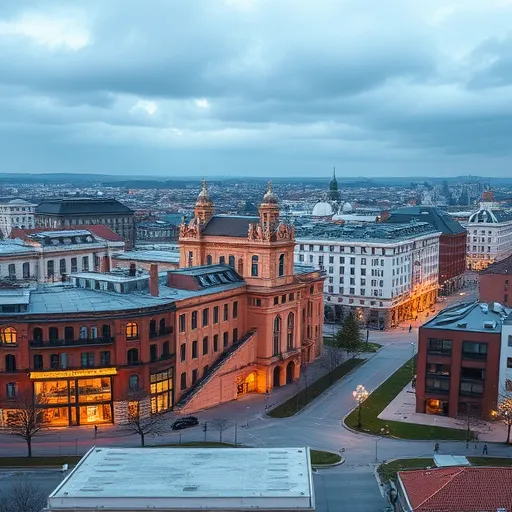 Modern városi panoráma Debrecen központjából, ahol a város ikonikus épületei és utcái meleg színekben ragyognak, hangsúlyozva a helyi fűtés- és klímatechnológiákat. A kép központi eleme egy családi ház, mely homlokzatán energiatakarékos klíma egységek és korszerű fűtési radiátorok láthatók, utalva a helyi szakemberek szakértelmére. Különleges részletekben, például kék és narancs színű, stilizált légcsatornák és szerelőeszközök formái szővik át a kompozíciót, dinamizmust és játékosságot adva, mintha a technológia és az élet könnyedsége összefonódna. A háttérben a Debreceni Nagytemplom teteje és a fényesen megvilágított városi utcák árnyékosan körvonalozva védelmeznék a szakmát, miközben absztrakt mintázatokban láthatóak a fűtés- és klímarendszerek összetett csőhálózatainak sziluettjei, művészi stílusban körbefonva a képet. A konceptuális art stílusban készült kép a meleg és hűvös árnyalatok egyvelegét alkalmazza, a szimbolikus, egyszerű formák pedig a megbízhatóságot, a szakma szellemességét és a technológia fejlődését hangsúlyozzák. A dinamikus energiahálózatokat geometrikus mozgások és vibráló sorozatok jellemzik, utalva a helyi fűtési és klímacentrumok precíz, könnyed munkájára Debrecenben, harmóniába rendezve a futurisztikus és innovatív hangulatot.