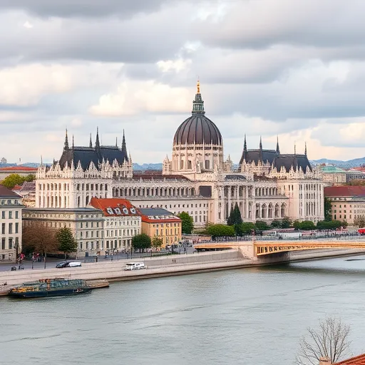 Egy modern digitális művészeti kép Budapest ikonikus épületeivel, mint az Országház és a Gellért-hegy, háttérben a Duna folyóval és városi fényekkel. A városi táj színes, élénk zöld, kék és meleg narancs árnyalatokban pompázik, hangsúlyozva az innovációt és a fenntarthatóságot. A kép központjában futurisztikus, fenntartható fűtési és klíma technológiák láthatók, például stílusosan integrált, energiatakarékos kültéri egységek és fenntartható kémények, amelyek szervesen illeszkednek az épületekhez. A vállalkozók sziluettjei határozottak, mégis egyszerűek, stílusosan illusztrálva az iparágat. A légkör lendületes, innovatív és játékos, miközben a háttér nyugodt, városi hangulatot áraszt, amelyet a mély kék árnyalatok és finom fény-árnyék kontrasztok erősítenek. A művészi stílus részletes textúrákat alkalmaz, létrehozva egy modern, professzionális, barátságos légkört, ahol a város és a technológia harmonikusan találkozik a fenntarthatóság értékeivel.