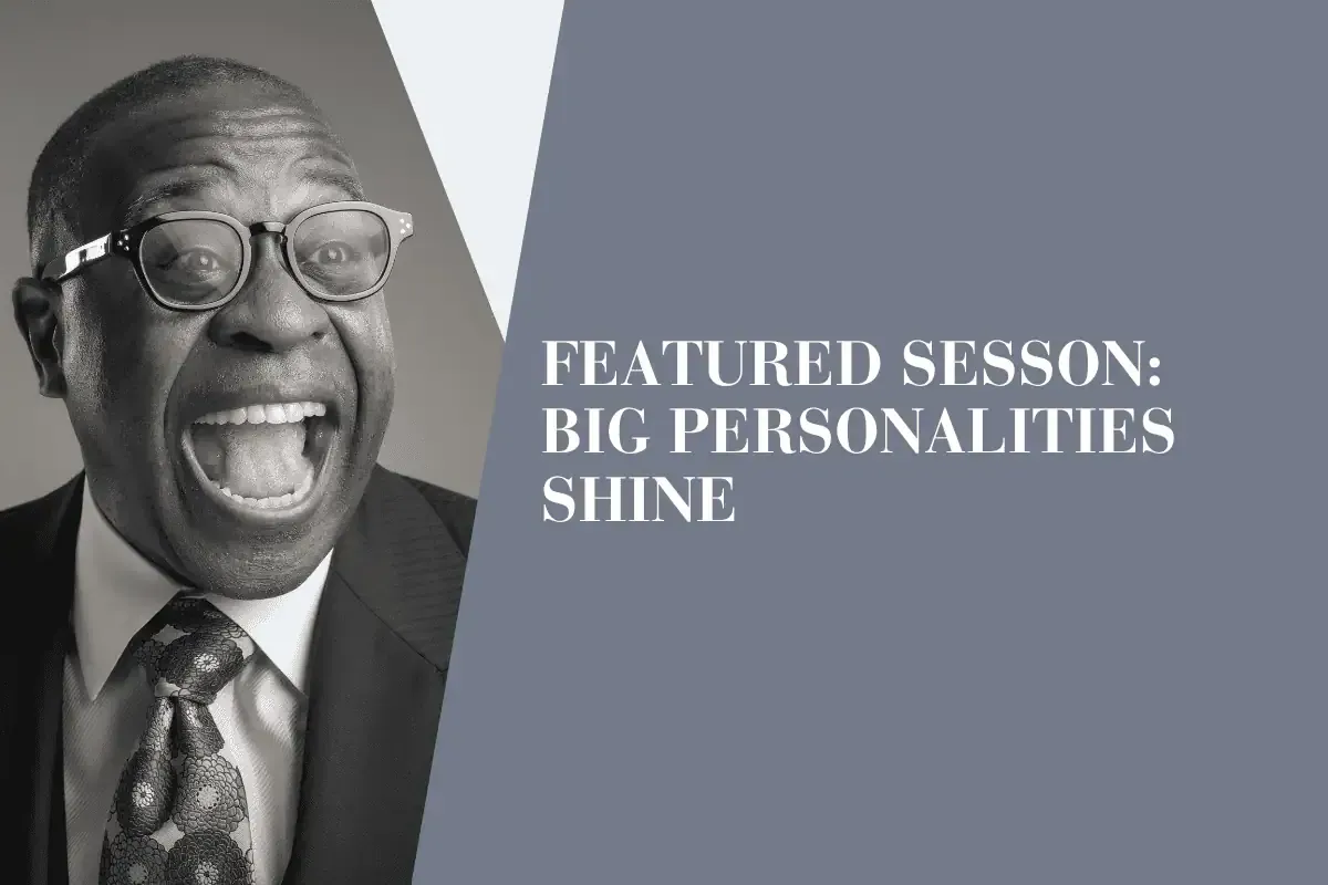 Graphic for a headshot post about big personalities