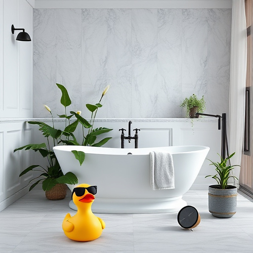 A vibrant blog cover image themed around 'Comprehensive Bathroom Remodeling in Paterson, New Jersey', featuring an open bathroom that elegantly merges traditional and modern design elements. At the forefront, a Native American-style vanity crafted from rich dark wood is positioned beneath a large, intricately patterned mirror. A sink adorned with smooth natural stones emphasizes balance and harmony. The calming atmosphere is enhanced by soothing colors such as deep teal and earthy browns, evoking tranquility and rejuvenation. Playful accents include small potted plants resembling desert flora, a rustic branch towel rack, and bold wall art showcasing dreamcatchers. In the background, an abstract representation of Paterson's landscape with simplistic outlines of landmarks subtly connects the bathroom's design to the city. The artwork integrates patterns inspired by Native American culture, adding depth to the composition while a warm color palette underscores the theme of personal sanctuary and transformation, inviting readers to explore bathroom remodeling possibilities.