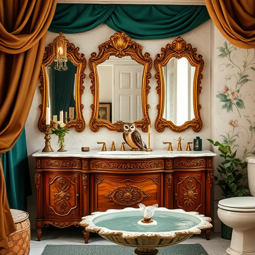 A side-by-side comparison image of a small bathroom transformation. The left side shows a cramped, outdated space with mismatched tiles and dim lighting. The right side reveals a bright and airy bathroom filled with vibrant plants, modern fixtures, and innovative storage solutions. The atmosphere is calm and inviting, featuring a whimsical showerhead shaped like a flower and playful wall art with bathroom puns. The background displays a serene pastel color palette of soft greens and blush pinks, enhancing the theme of tranquility. The composition is styled in a 'ConceptualArt' aesthetic, merging imaginative details with a polished look, inspiring viewers to explore small bathroom design possibilities.