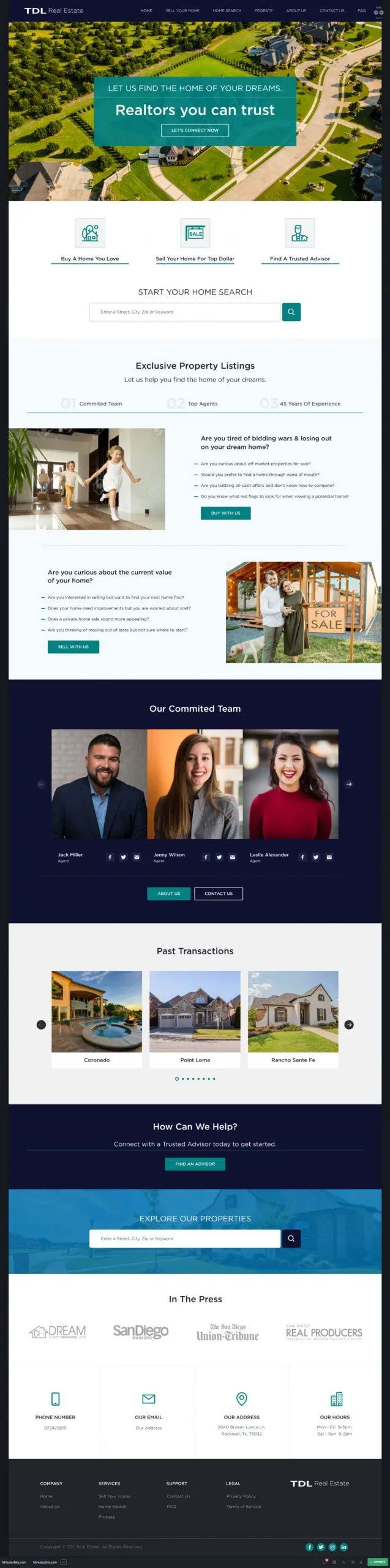 Real estate website portfolio with interactive property search