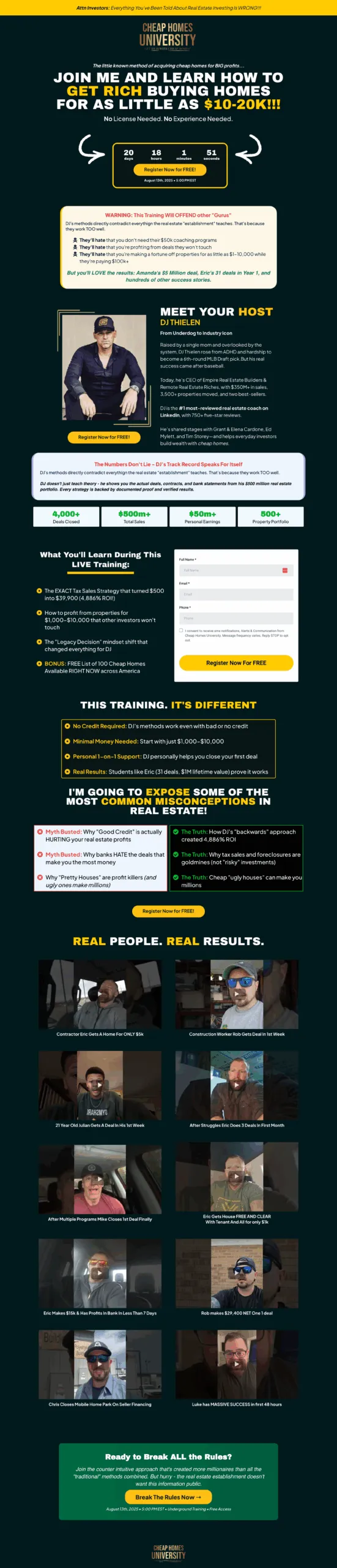 Portfolio of sales funnel websites designed for lead generation