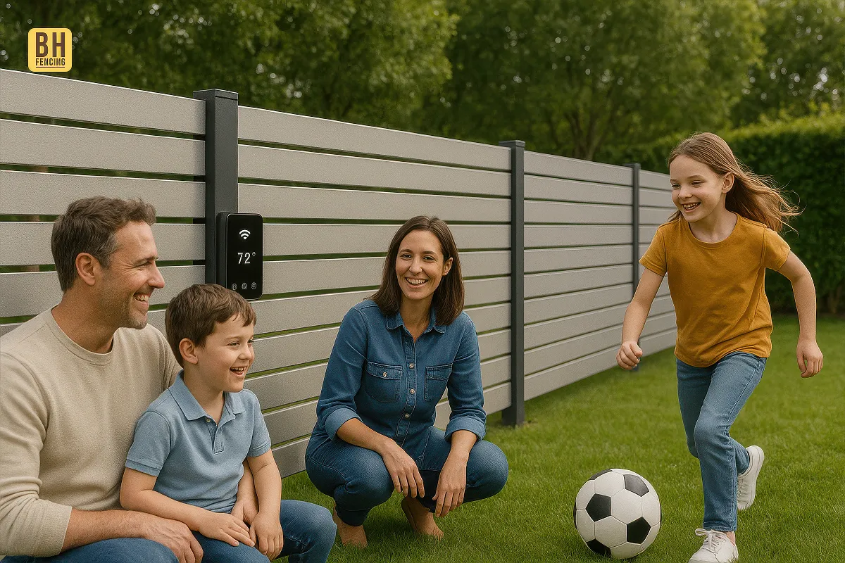 Family Enjoying a Smart Fence Backyard