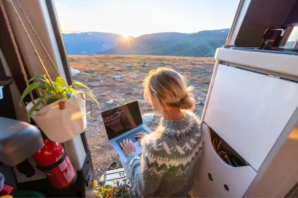 Woman working in nature