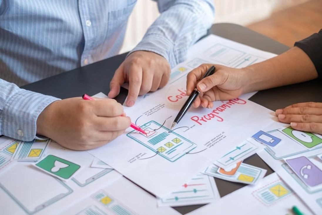 A tech team working on a product prototype