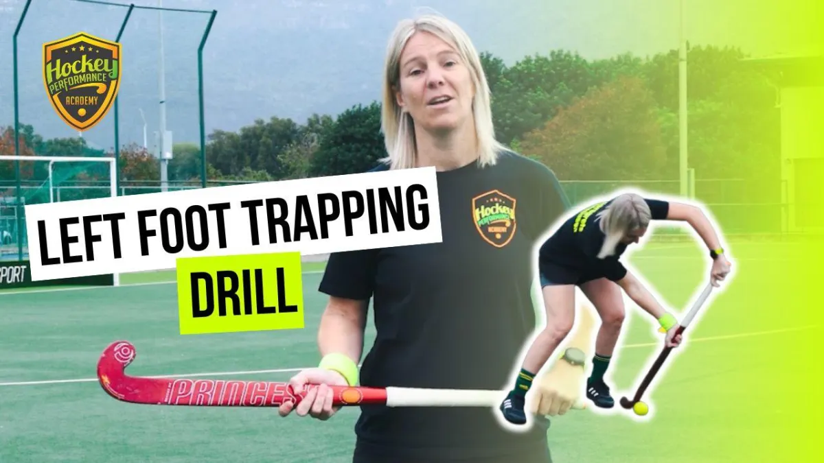 Drill to improve left foot trapping in field hockey