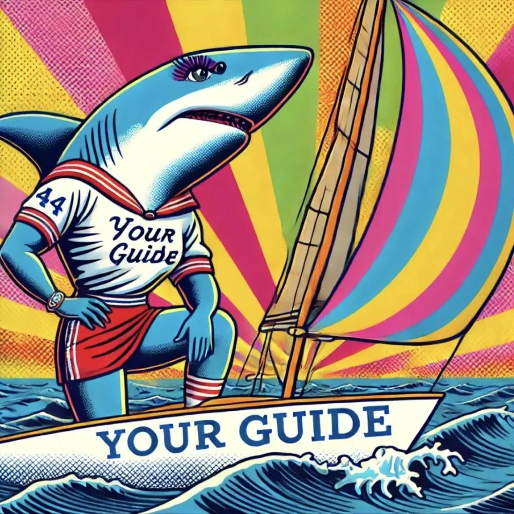 Shark standing in line.