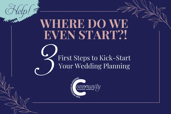 Text with the title Where Do We Even Start? 3 First Steps to Kick-Start Your Wedding Planning