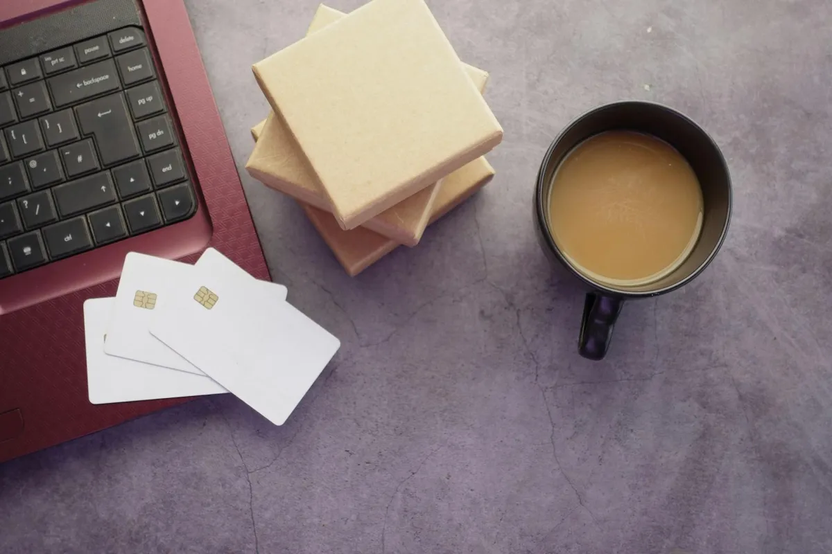 A cup of coffee and a laptop